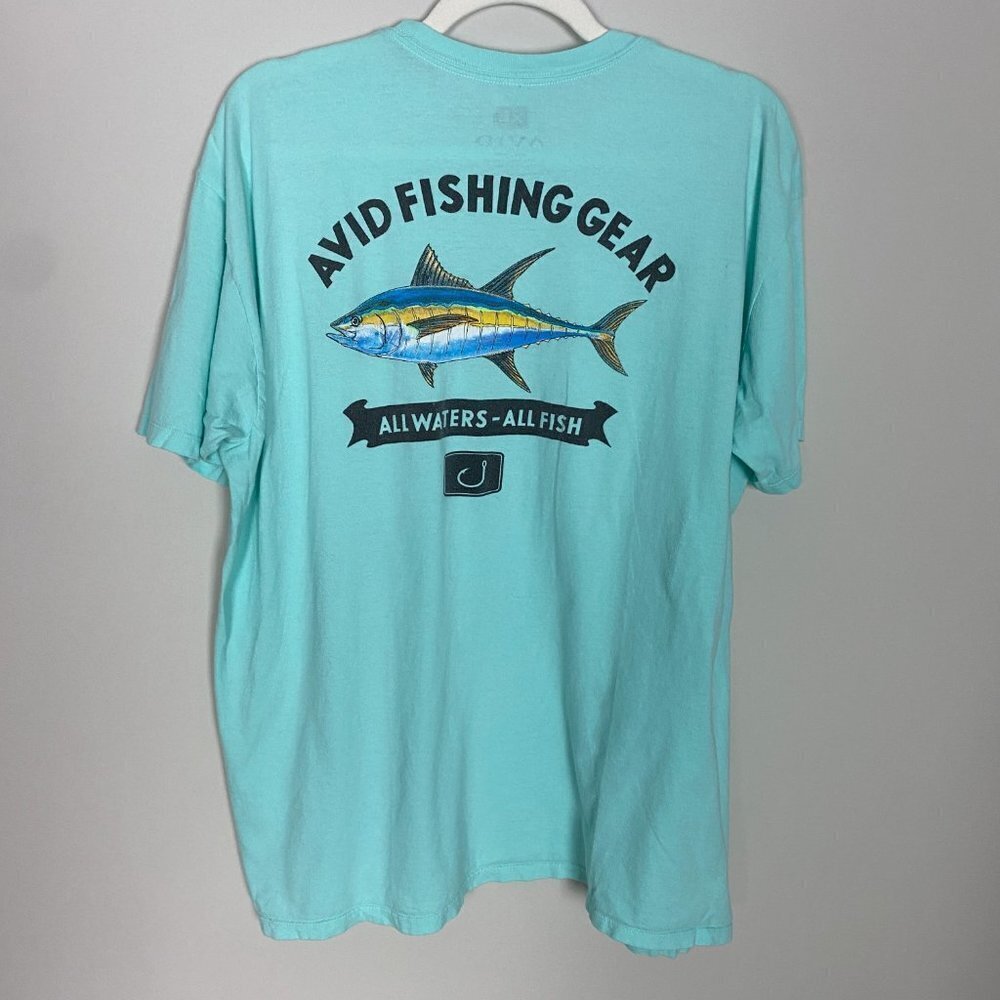 Avid Fishing Gear Graphic T Shirt Blue Mens XL
